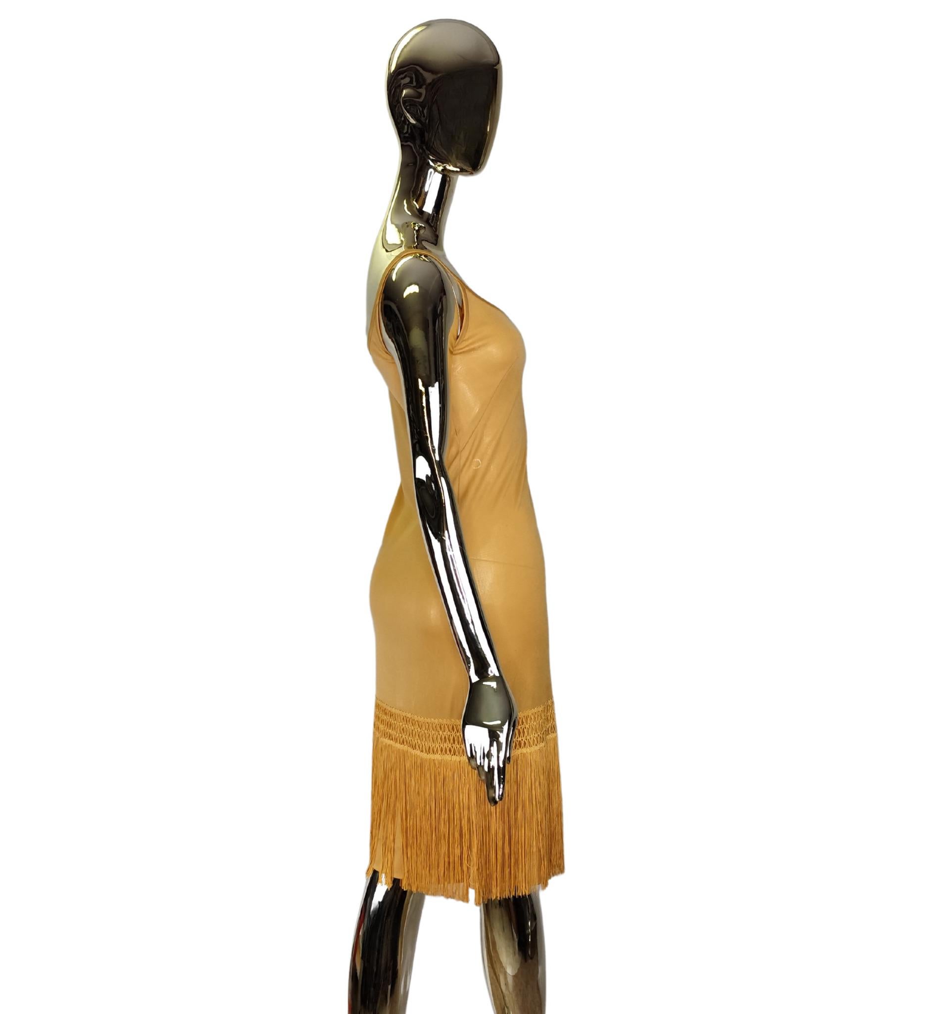 Yellow Emilio Pucci 1960s mustard yellow fringe silk dress For Sale