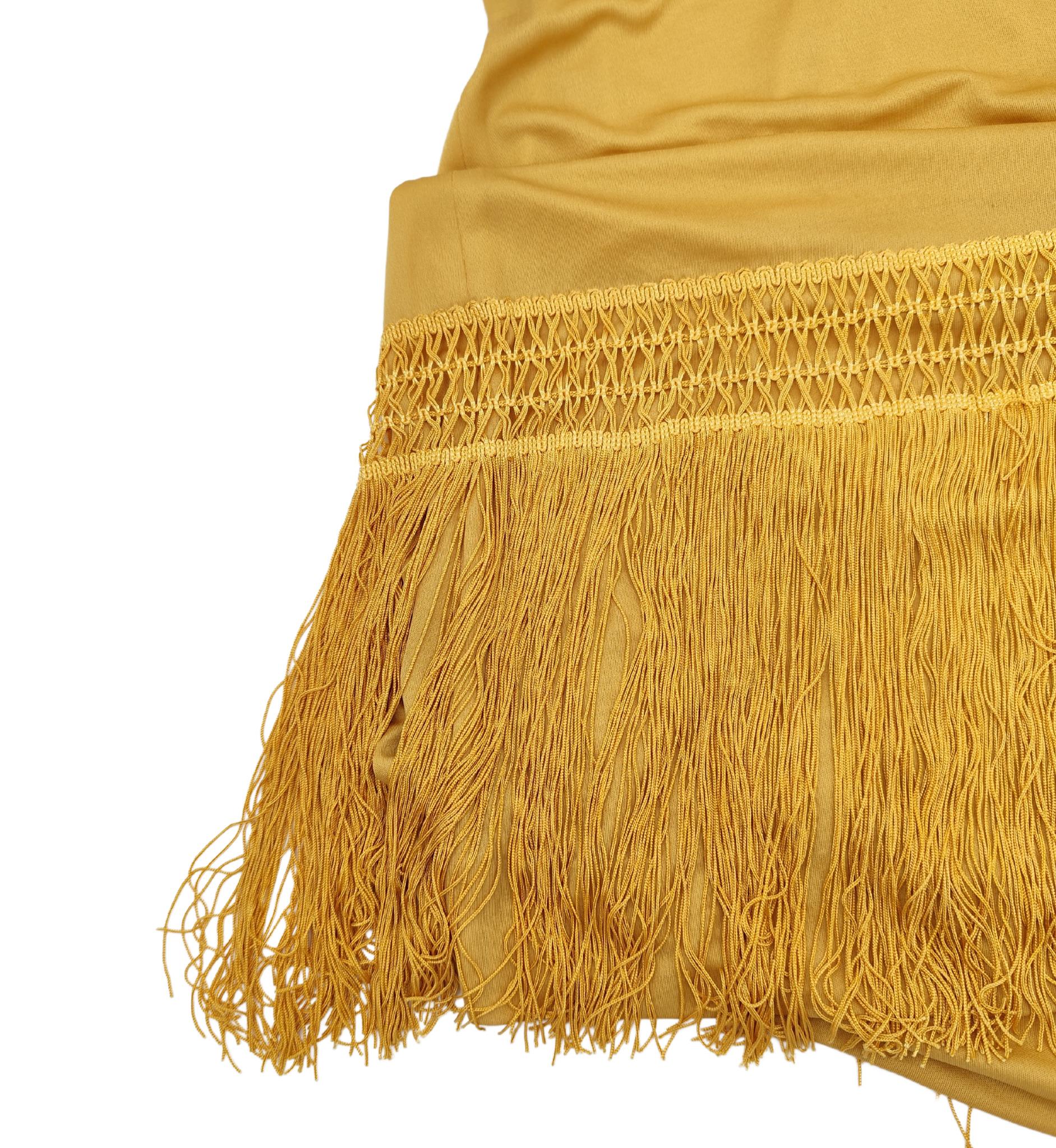 Emilio Pucci 1960s mustard yellow fringe silk dress For Sale 1