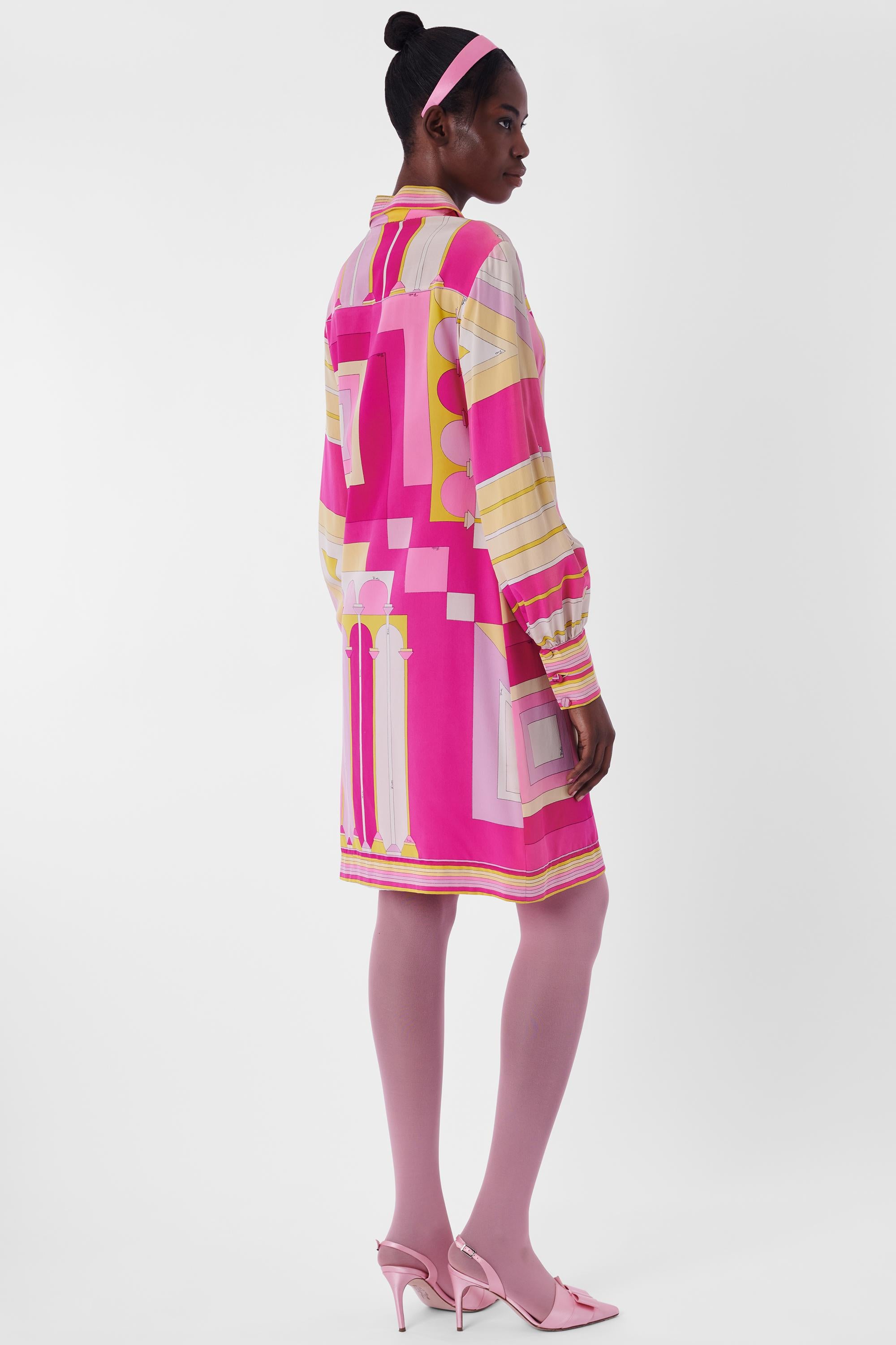 Women's Emilio Pucci 1960's Pink Silk Zip Up Dress For Sale