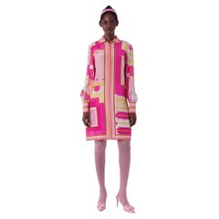 Retro Emilio Pucci 1960's Pink Silk Zip Up Dress