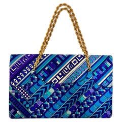 Emilio Pucci 1960s Top Handle Chain Signed Vibrant Print Clutch Fold over Bag
