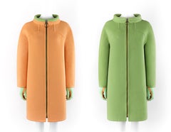 EMILIO PUCCI 1965 Braniff "Gemini IV" 2pc Lime & Orange Reversible Coat & Gloves