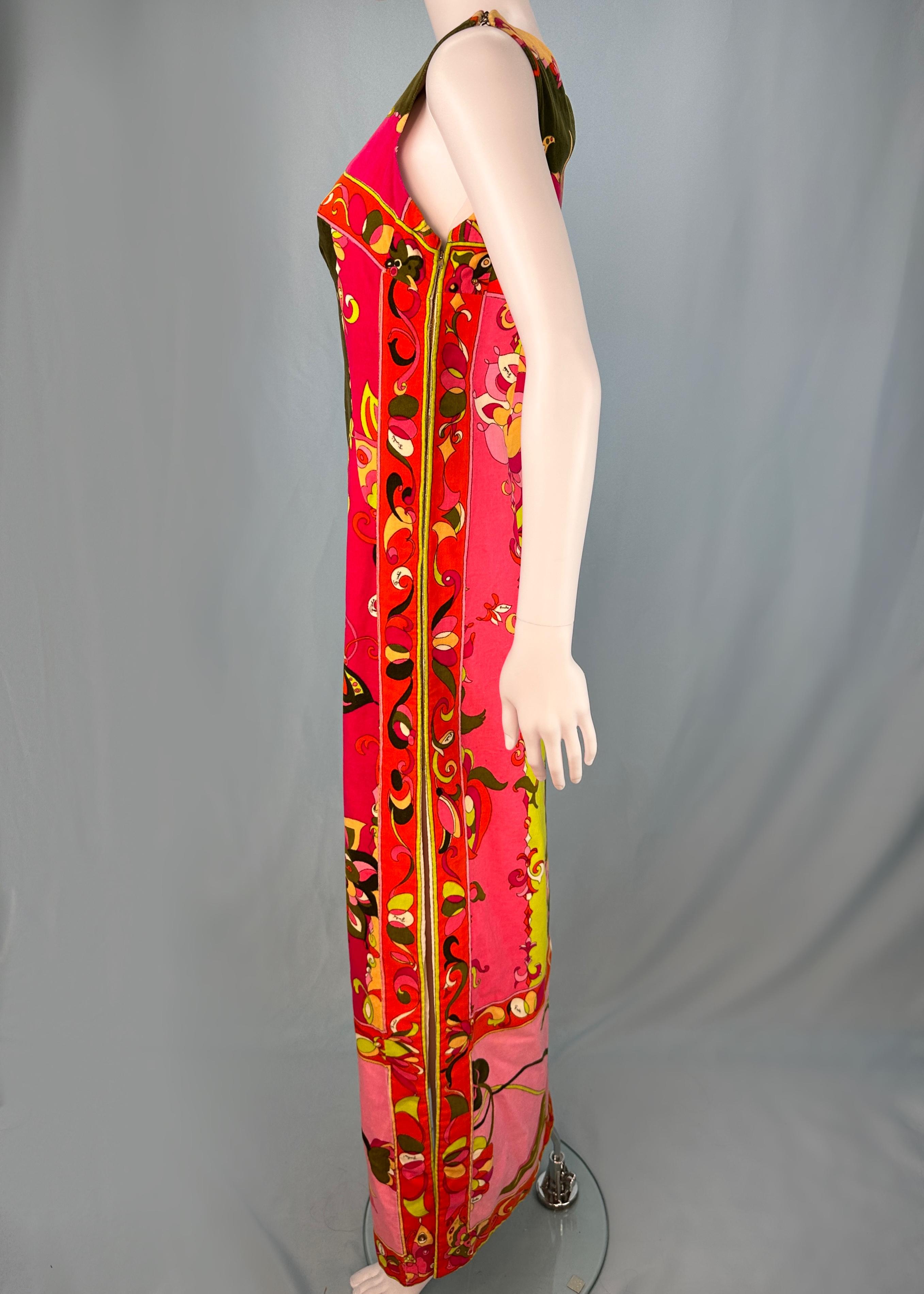 Women's Emilio Pucci 1968 Pattern Velvet Maxi Dress For Sale