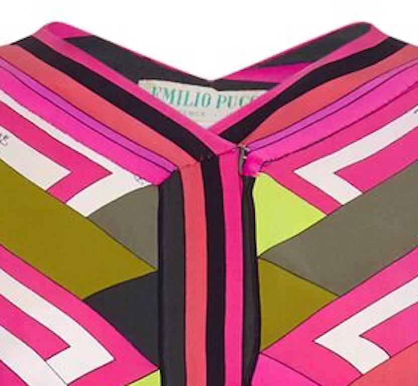 Pink Emilio Pucci 1970s Geometric Print Silk Trouser Set 
