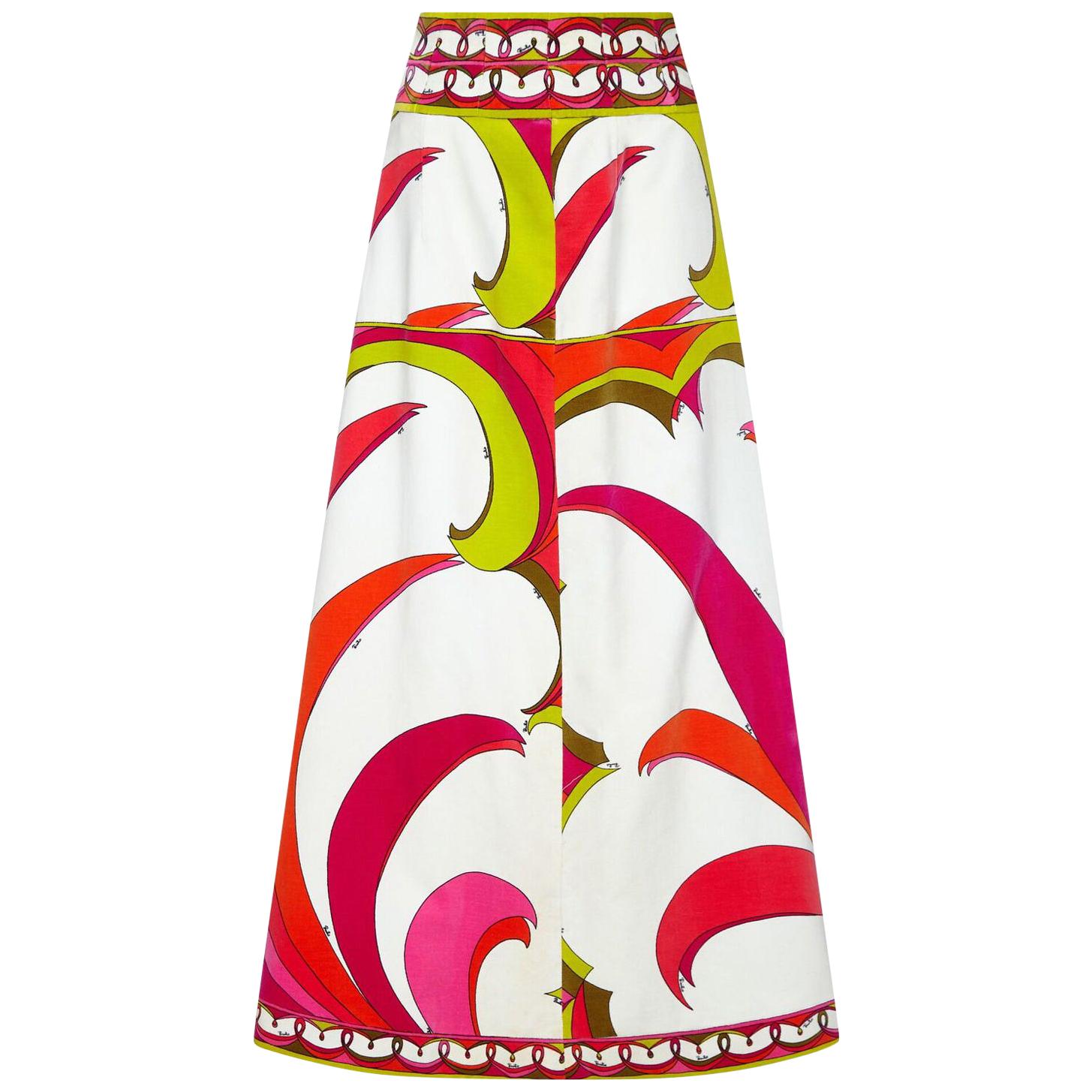 Emilio Pucci 1970s Velvet A-Line Skirt With Tropical Print For Sale