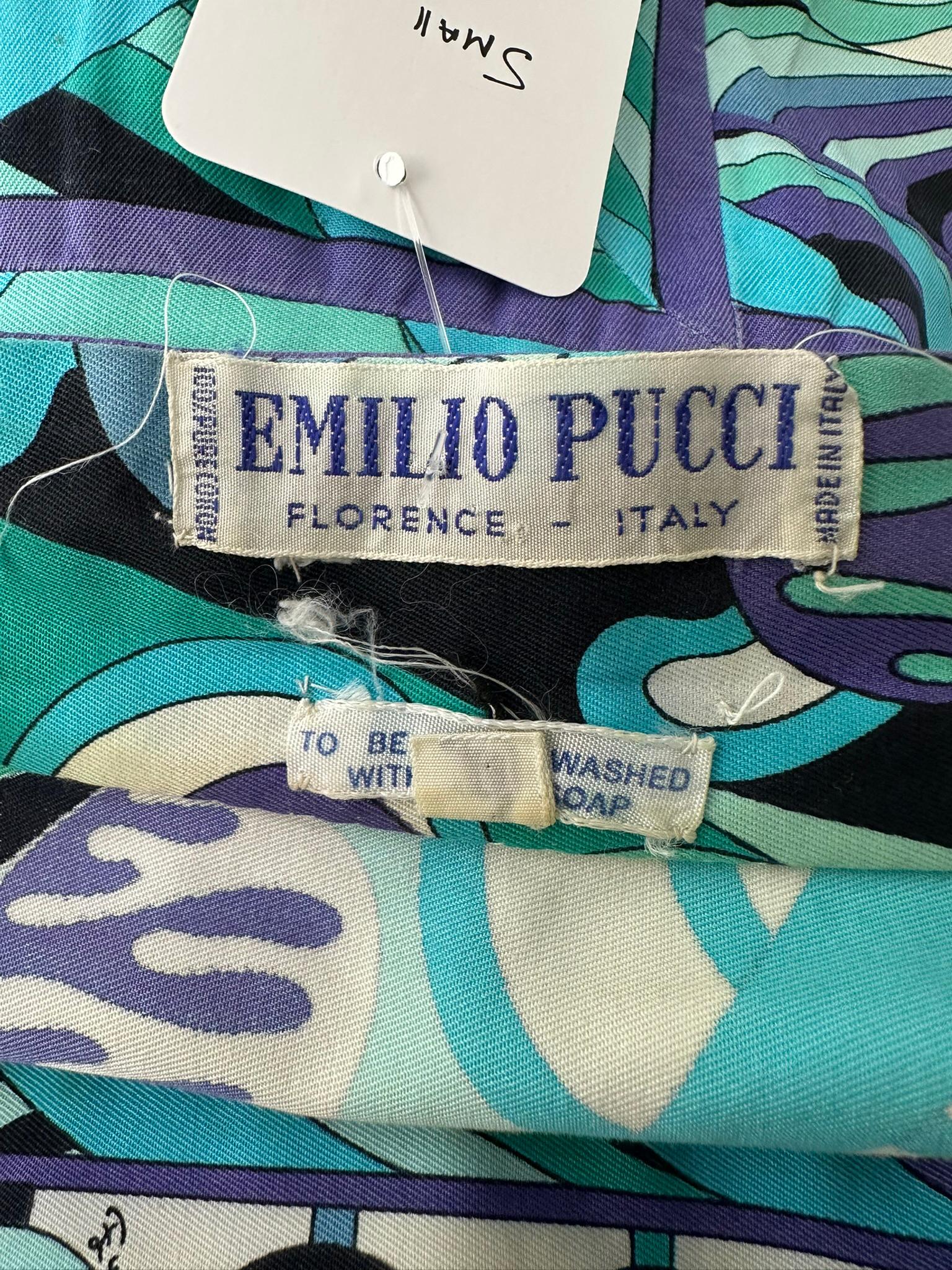 Emilio Pucci 1970s Vivara en sarga de algodón azul Maxifalda con canesú a la cadera 10 en venta 11