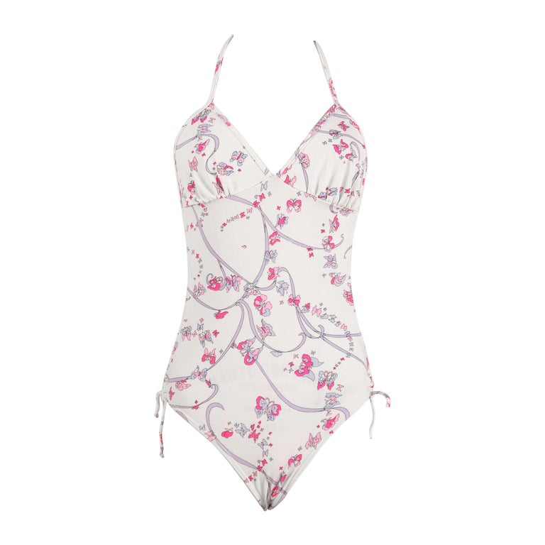 EMILIO PUCCI 1970s White Pink Signature Butterfly Print One-Piece ...