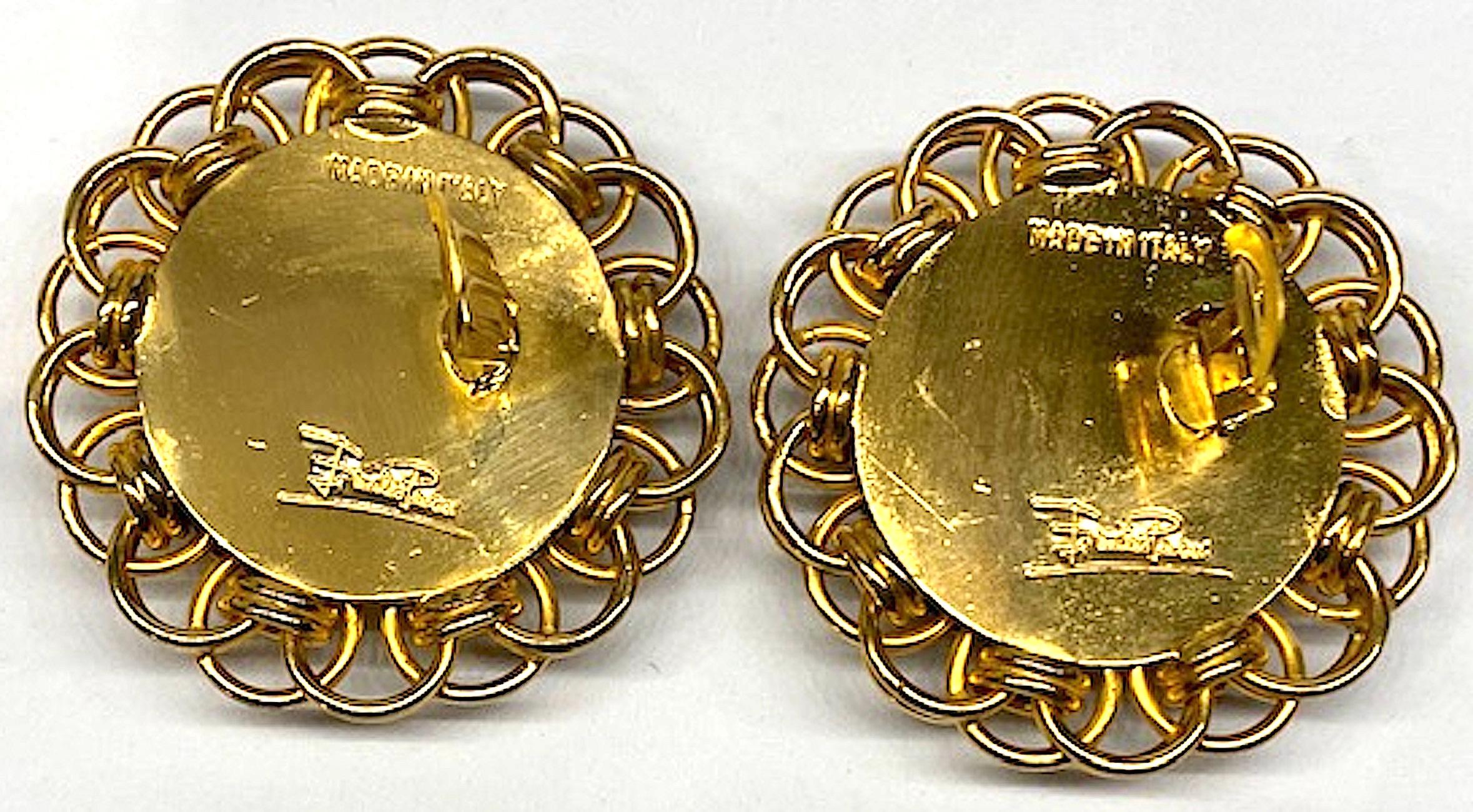 Emilio Pucci 1980s Large Button Earrings In Good Condition In New York, NY