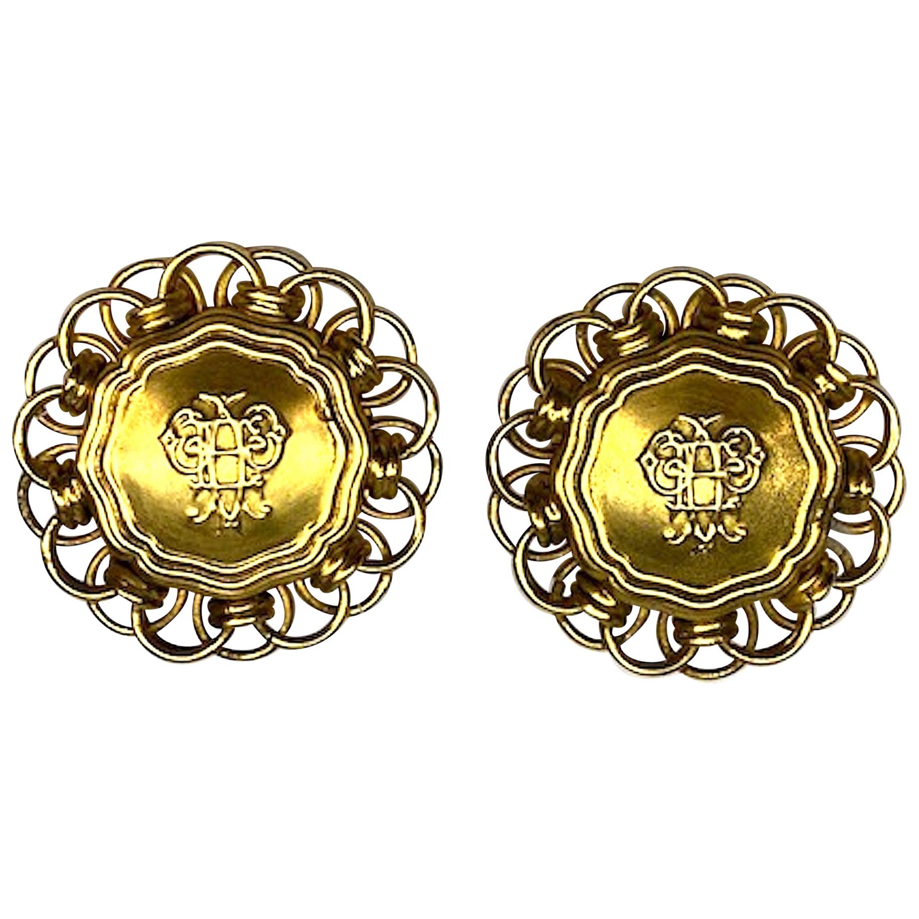 Emilio Pucci 1980s Large Button Earrings