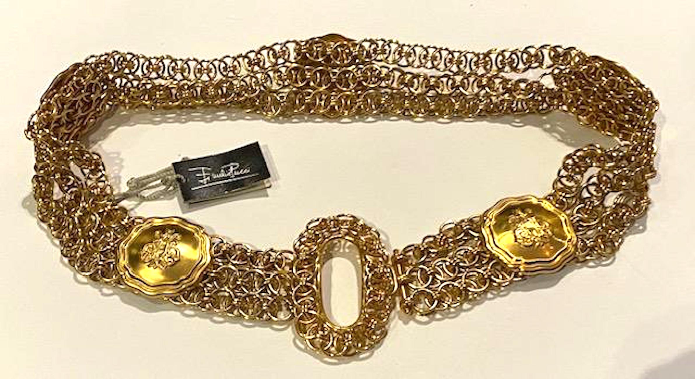 Brown Emilio Pucci 1980s Medallion and Chain Belt