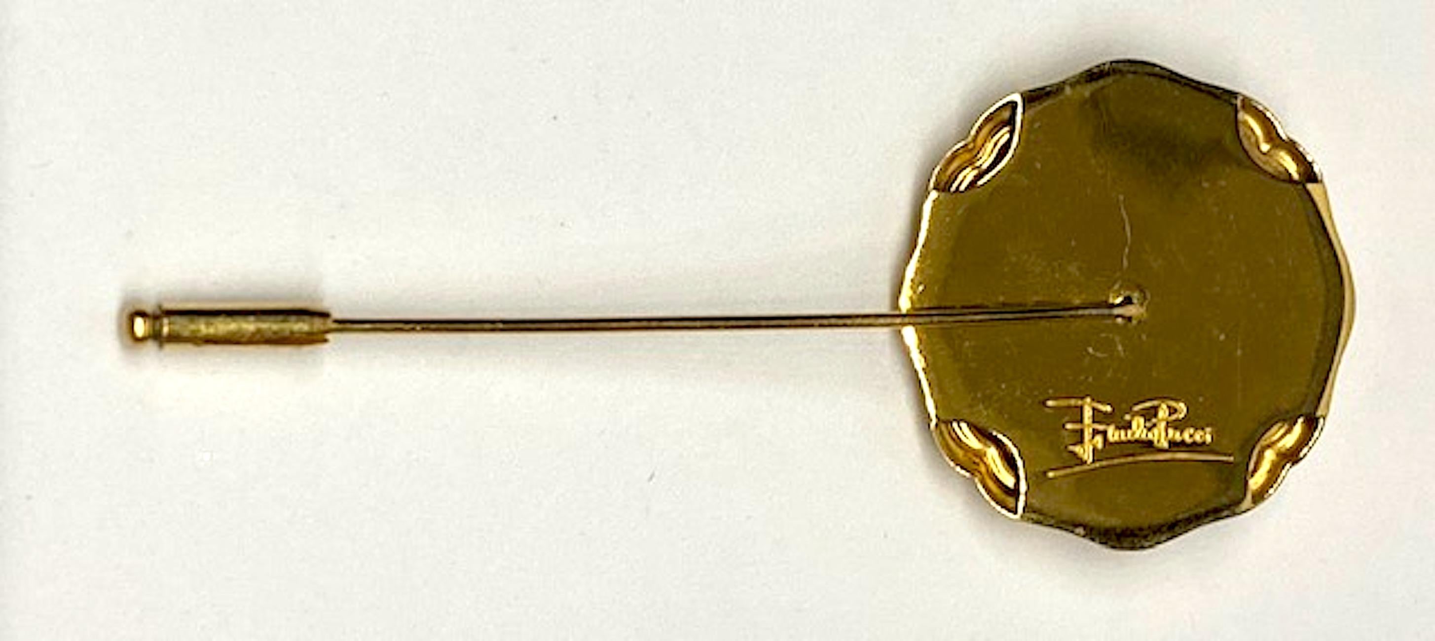 Emilio Pucci 1980s Monogram Medallion Stick Pin 1