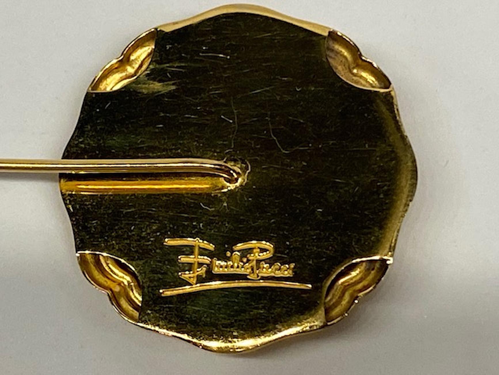 Emilio Pucci 1980s Monogram Medallion Stick Pin 2