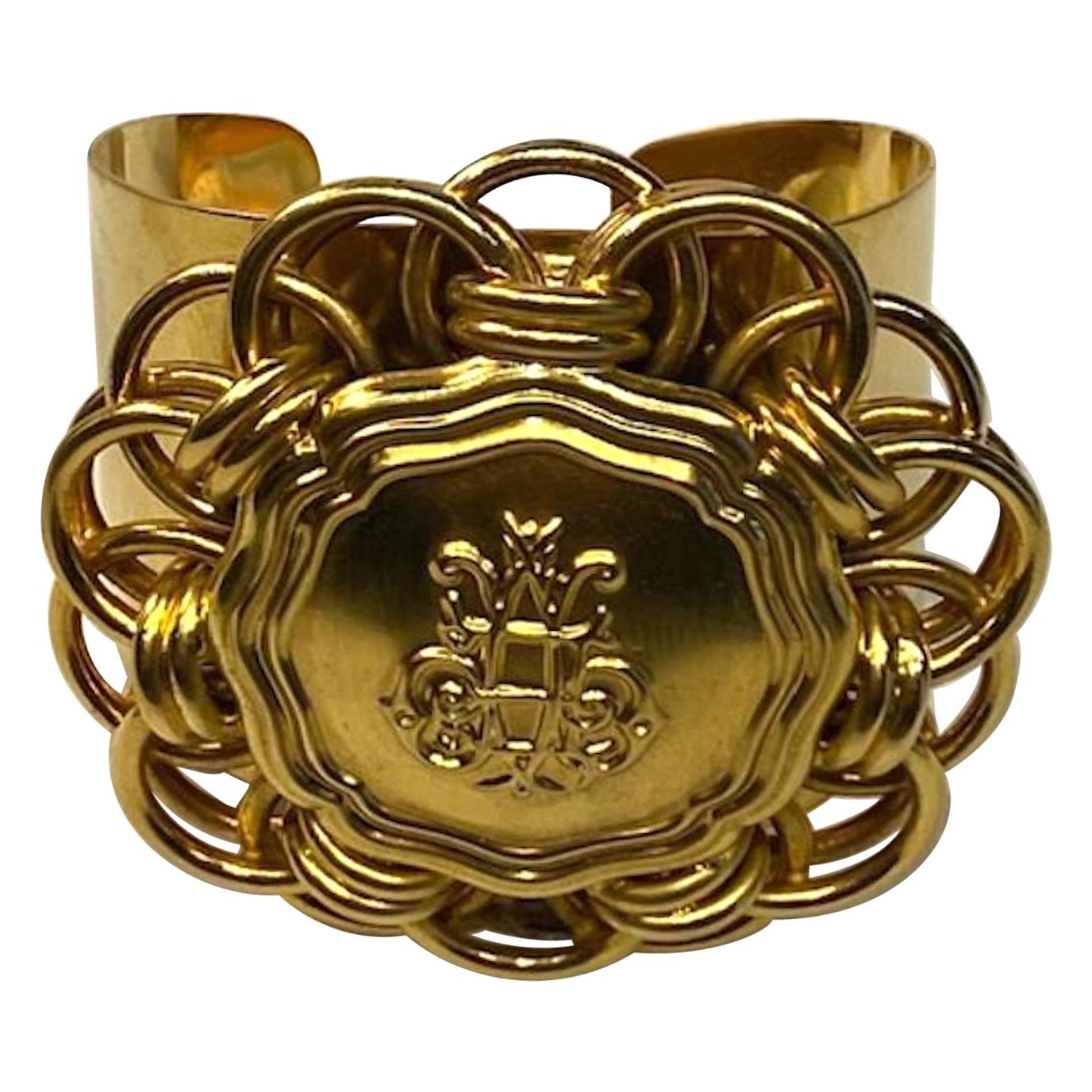 Emilio Pucci 1980s Wide Medallion Cuff Bracelet