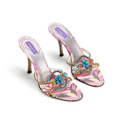Emilio Pucci 2000s Pink & Blue Starfish Jewel Sandal Heels