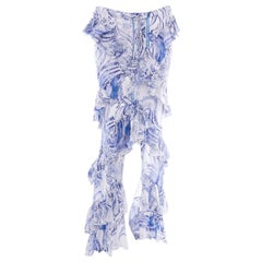 Emilio Pucci 2011 Collection Ruffled High Slit Long Skirt It. 40 - US 6