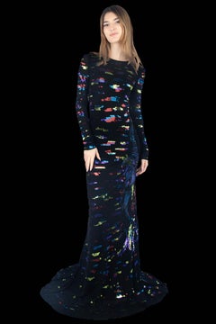 Emilio Pucci 2012 Pre-Fall Long Black Viscose Dress with Sequins
