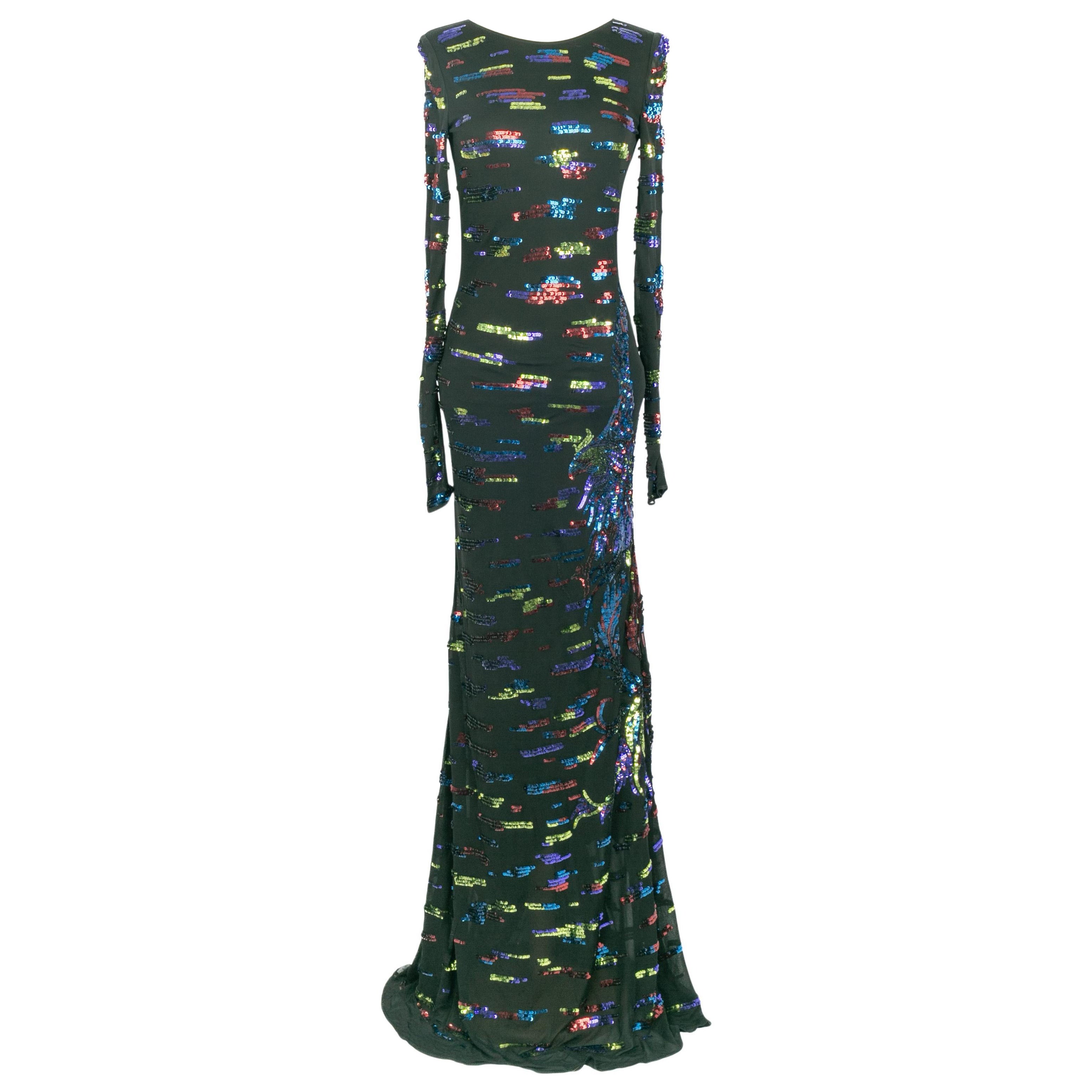 Emilio Pucci 2012 Pre-Fall Longue robe noire en viscose avec paillettes