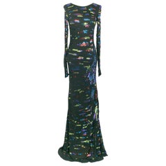 Emilio Pucci 2012 Pre-Fall Long Black Viscose Dress with Sequins