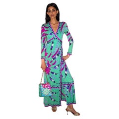 Emilio Pucci 60er Jahre Maxikleid aus Seidenjersey mit Signaturdruck und Palazzo-Hose und Jumpsuit