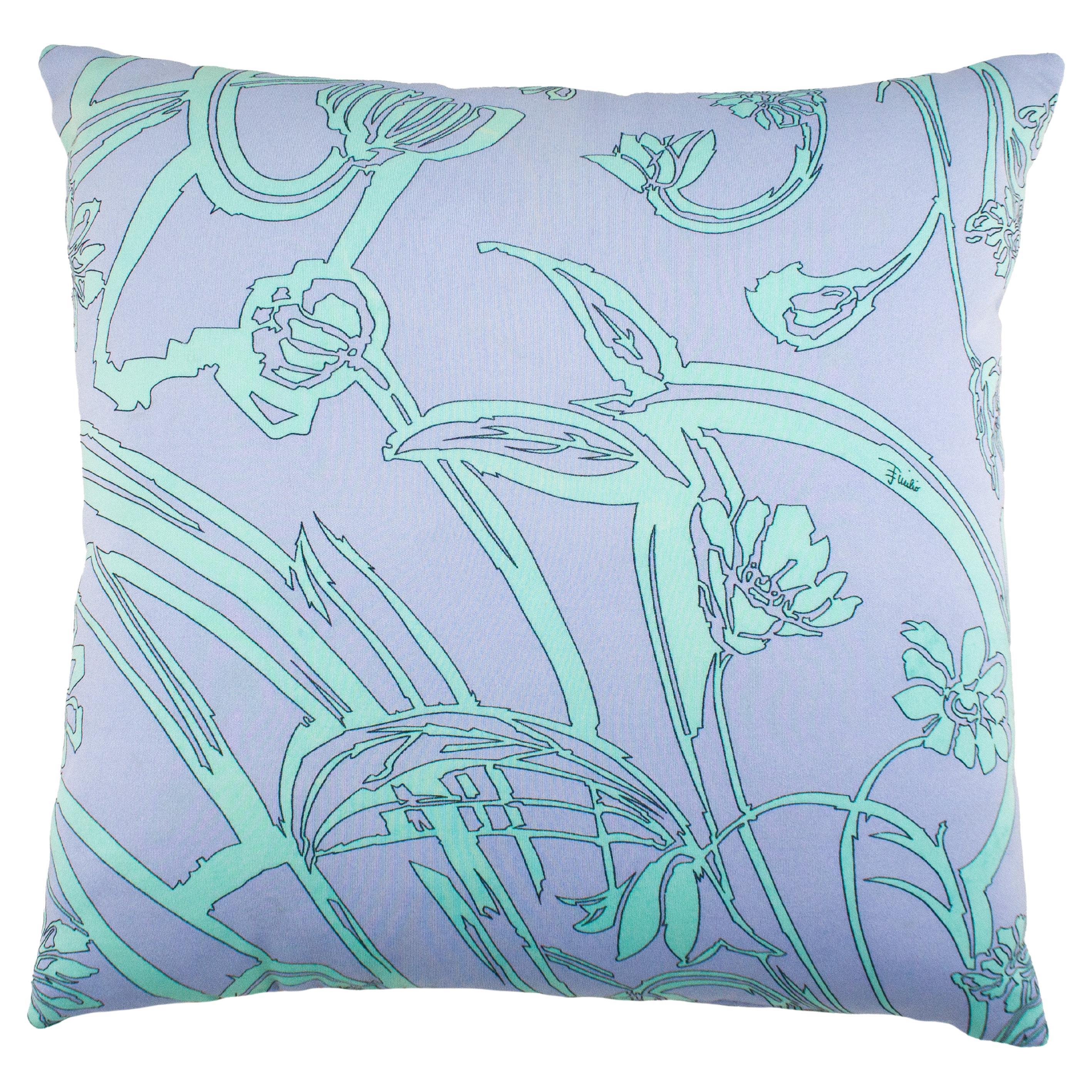 Emilio Pucci Abstract Floral Printed Silk and Velvet Decorative Cushion