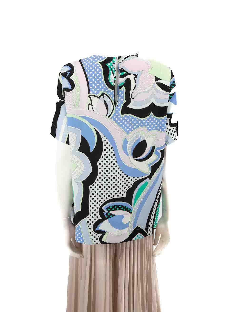 Emilio Pucci Abstract Pattern Silk Top Size XL In Excellent Condition For Sale In London, GB