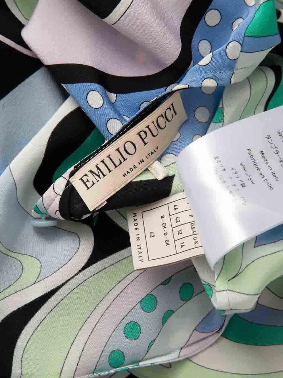 Emilio Pucci Abstraktes Muster Seidentop Größe XL im Angebot 1