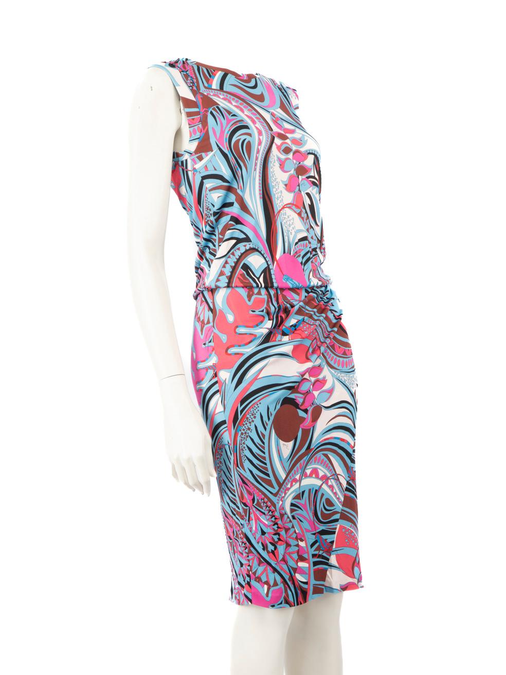 CONDITION is Never worn. No visible wear to dress is evident on this new Emilio Pucci designer resale item.
 
 Details
 Multicolour
 Viscose
 Dress
 Abstract pattern
 Knee length
 Sleeveless
 Round neck
 Stretchy
 
 
 Made in Italy
 
 Composition
