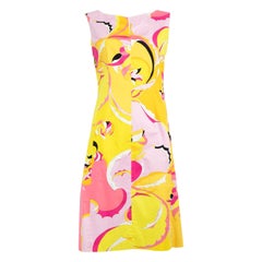Emilio Pucci Abstract Pattern V Neck Dress Size L