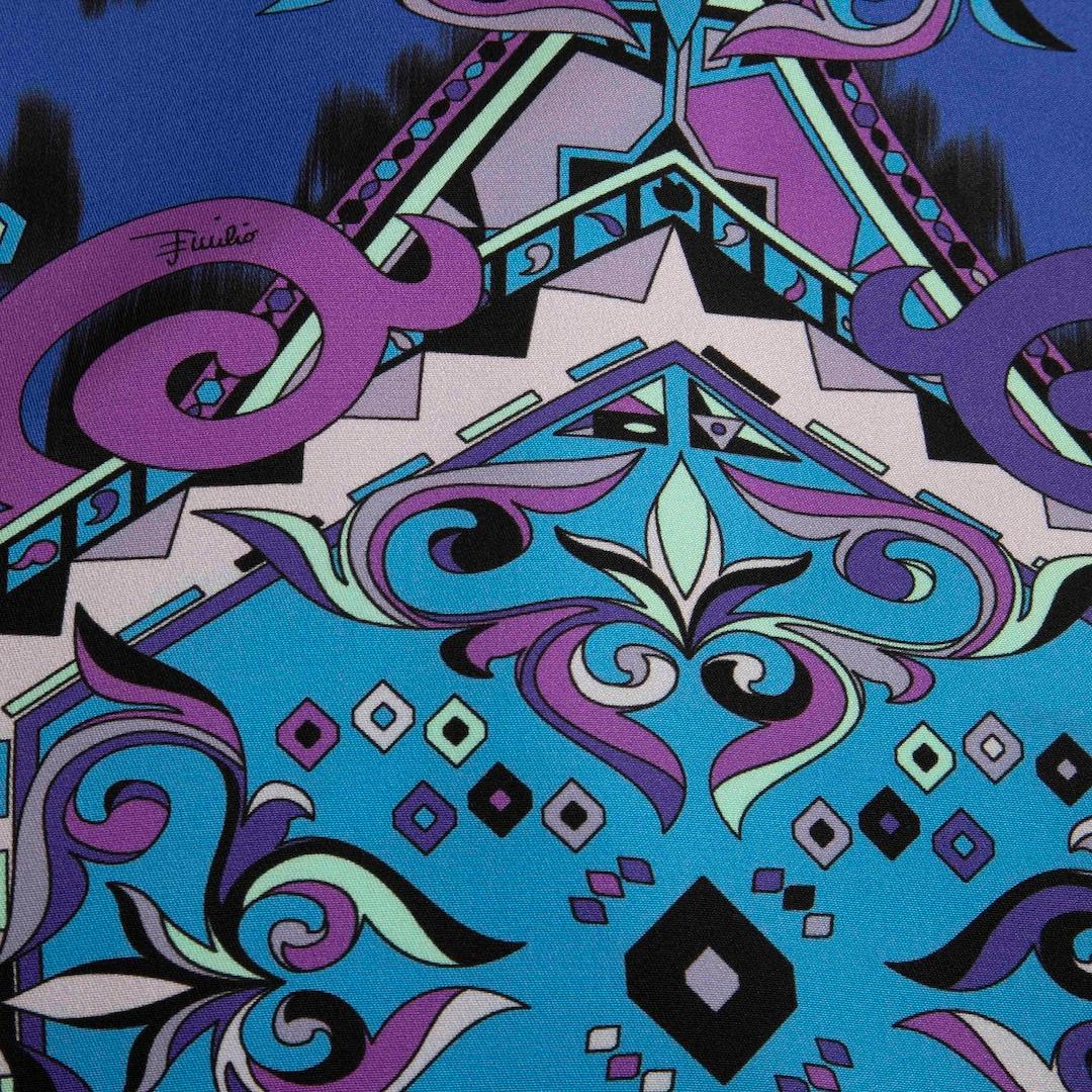Purple Emilio Pucci Abstract Patterned Silk Maxi Dress Size S For Sale