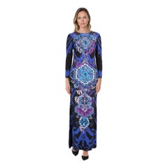 Emilio Pucci Abstract Patterned Silk Maxi Dress Size S