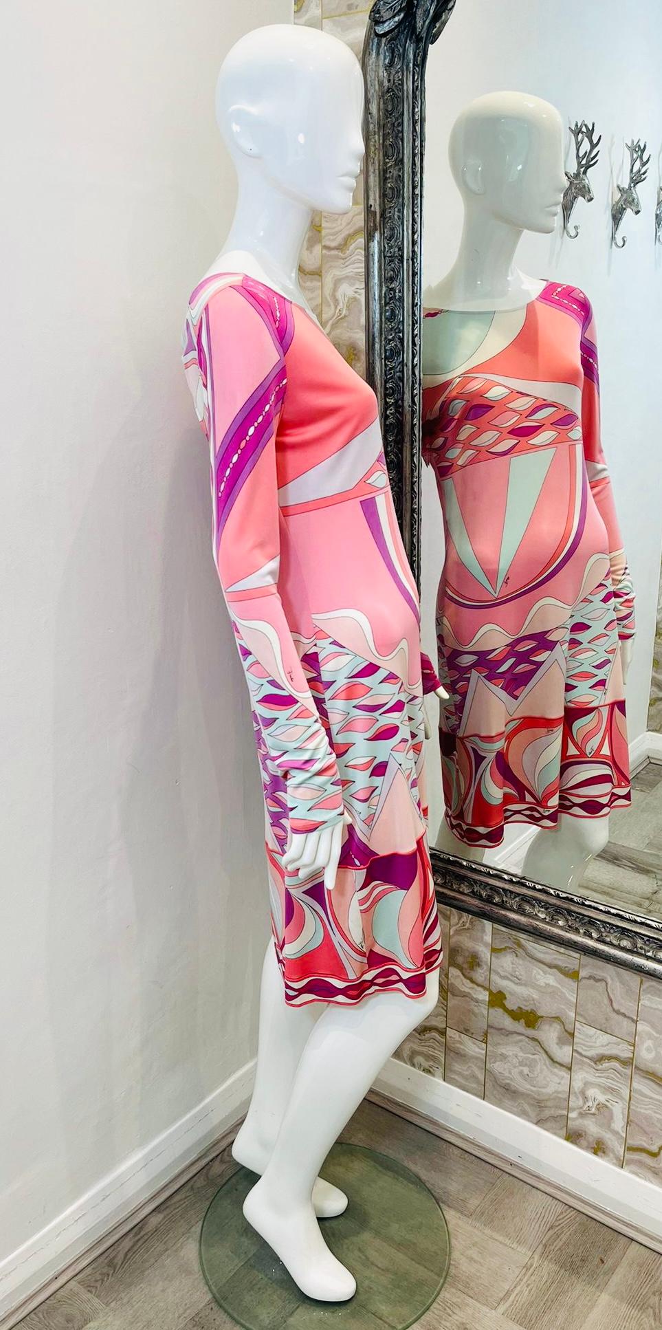 Brown Emilio Pucci Abstract Print Silk Dress