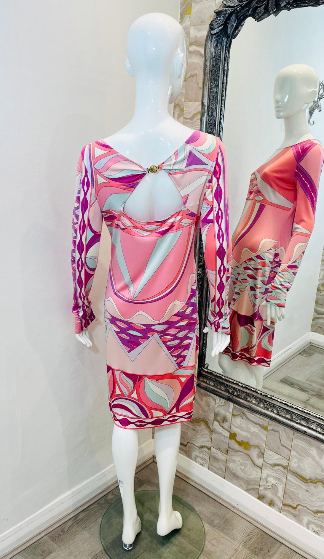 Emilio Pucci Abstract Print Silk Dress In Excellent Condition For Sale In London, GB