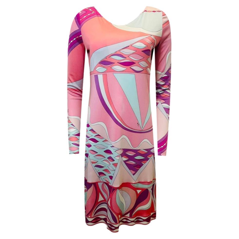 Emilio Pucci Abstract Print Silk Dress For Sale