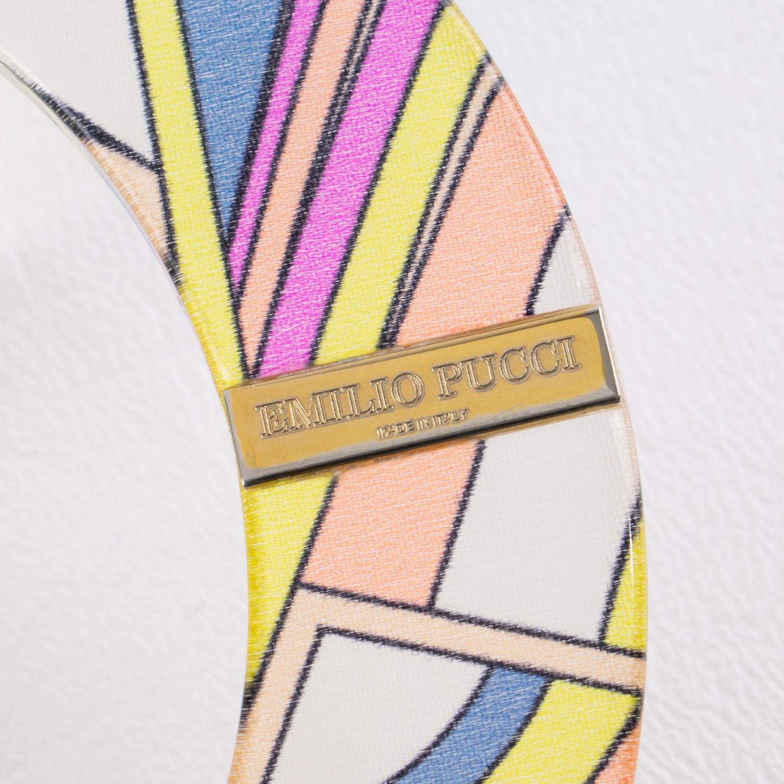 Emilio Pucci Acrylic Lucite Bangle Bracelet with Multicolor Silk For Sale 7