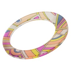 Emilio Pucci Acrylic Lucite Bangle Bracelet with Multicolor Silk