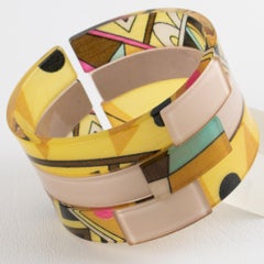 Emilio Pucci Acrylic Resin Bangle Bracelet with Multicolor Silk