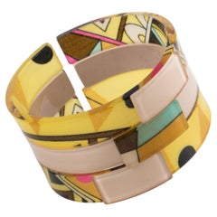 Emilio Pucci Acrylic Resin Bangle Bracelet with Multicolor Silk