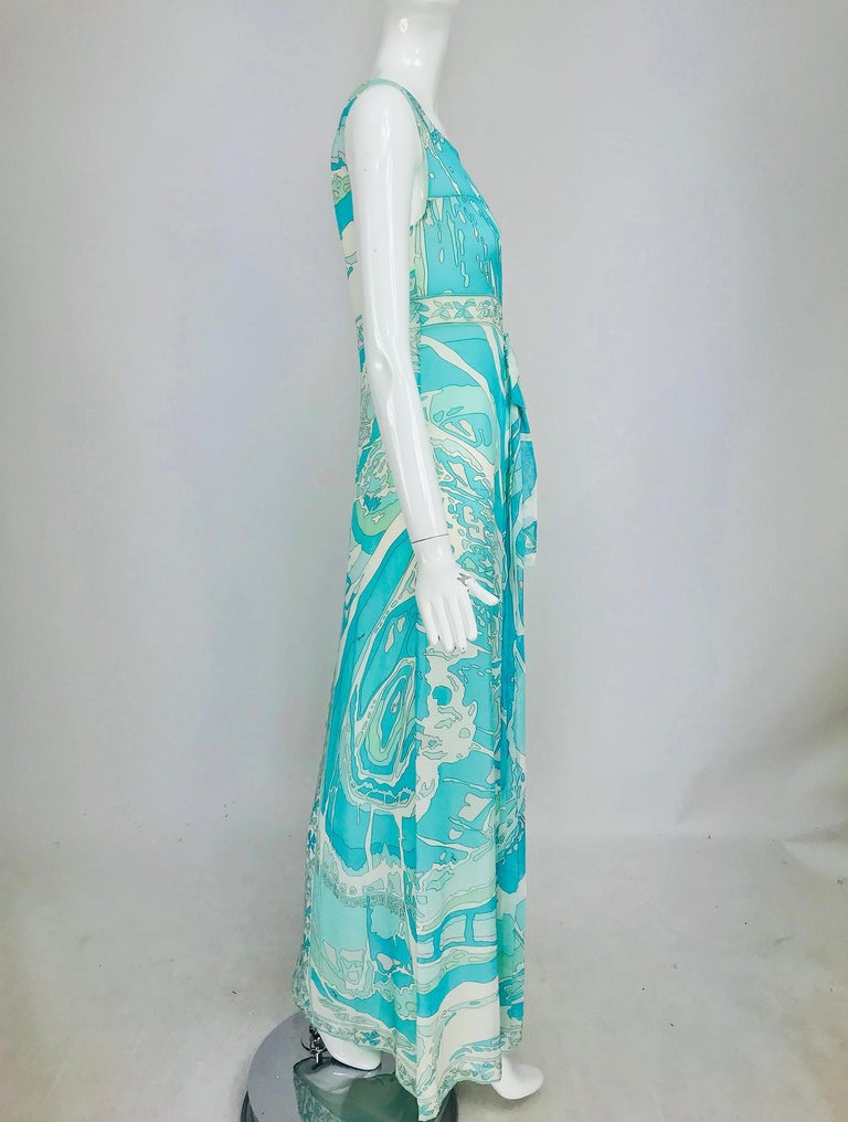 Emilio Pucci Aqua Print Silk Chiffon Maxi Dress at 1stDibs | aqua ...