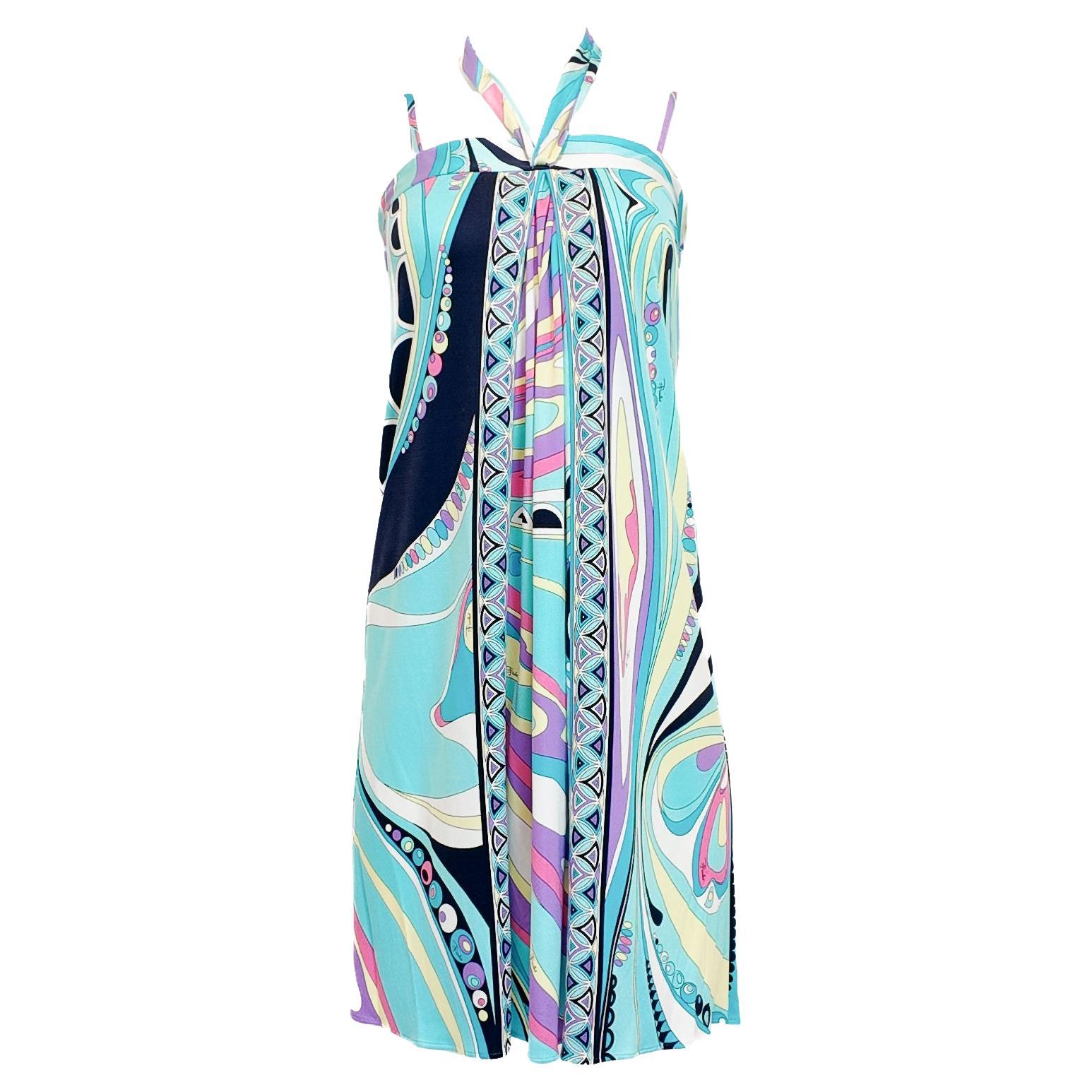 Emilio Pucci Aqua - Robe imprimée dos nu au-dessus du genou