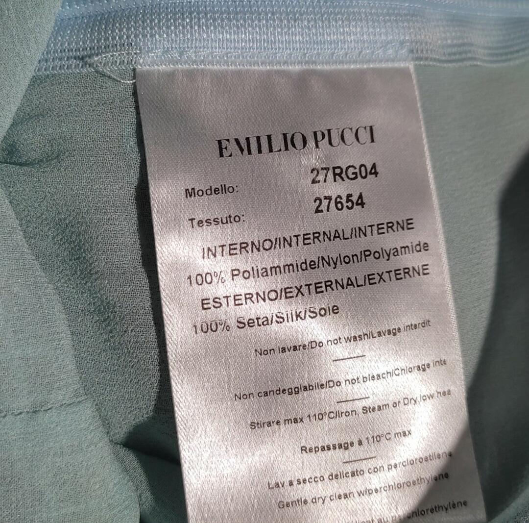 EMILIO PUCCI AQUA SILK CHIFFON FULLY BEADED DRESS size IT 38 1