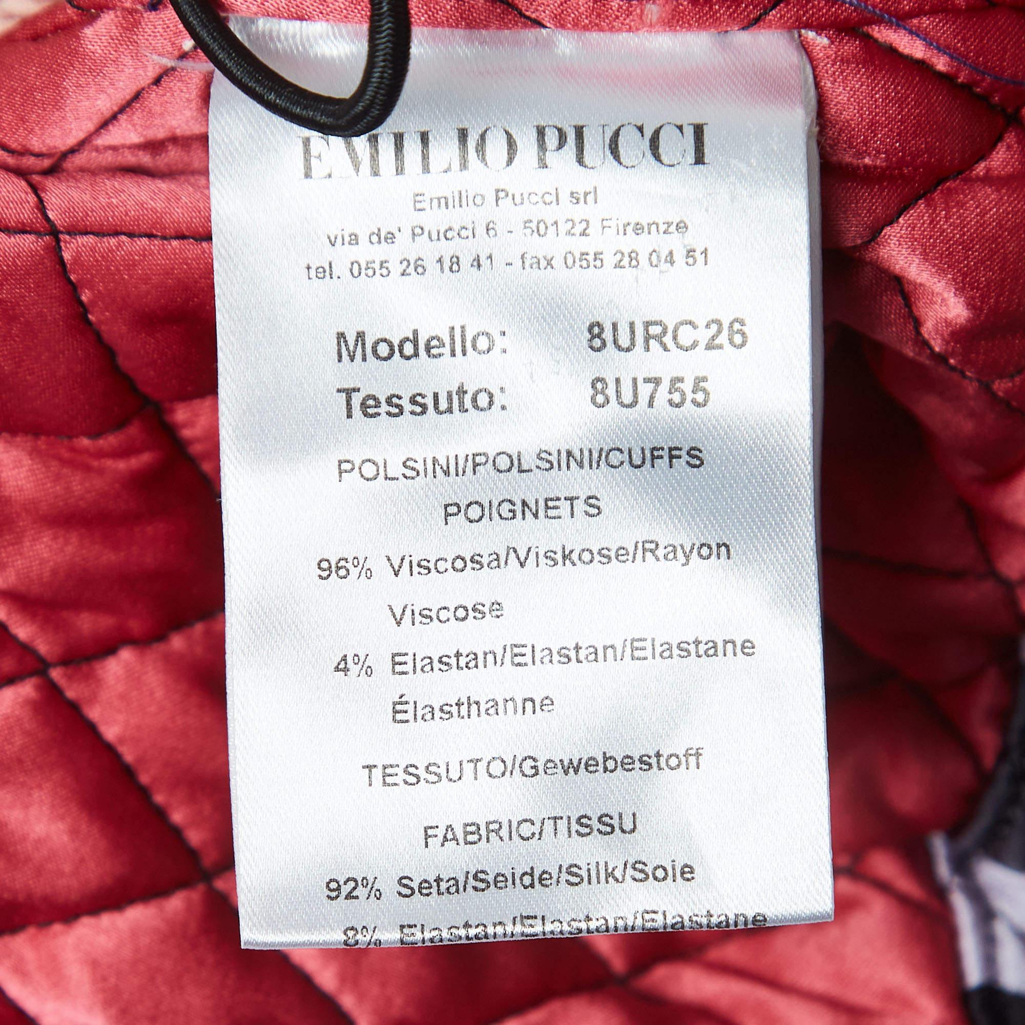 Women's Emilio Pucci Archivio Multicolor Printed Satin Hooded Puffer Jacket S