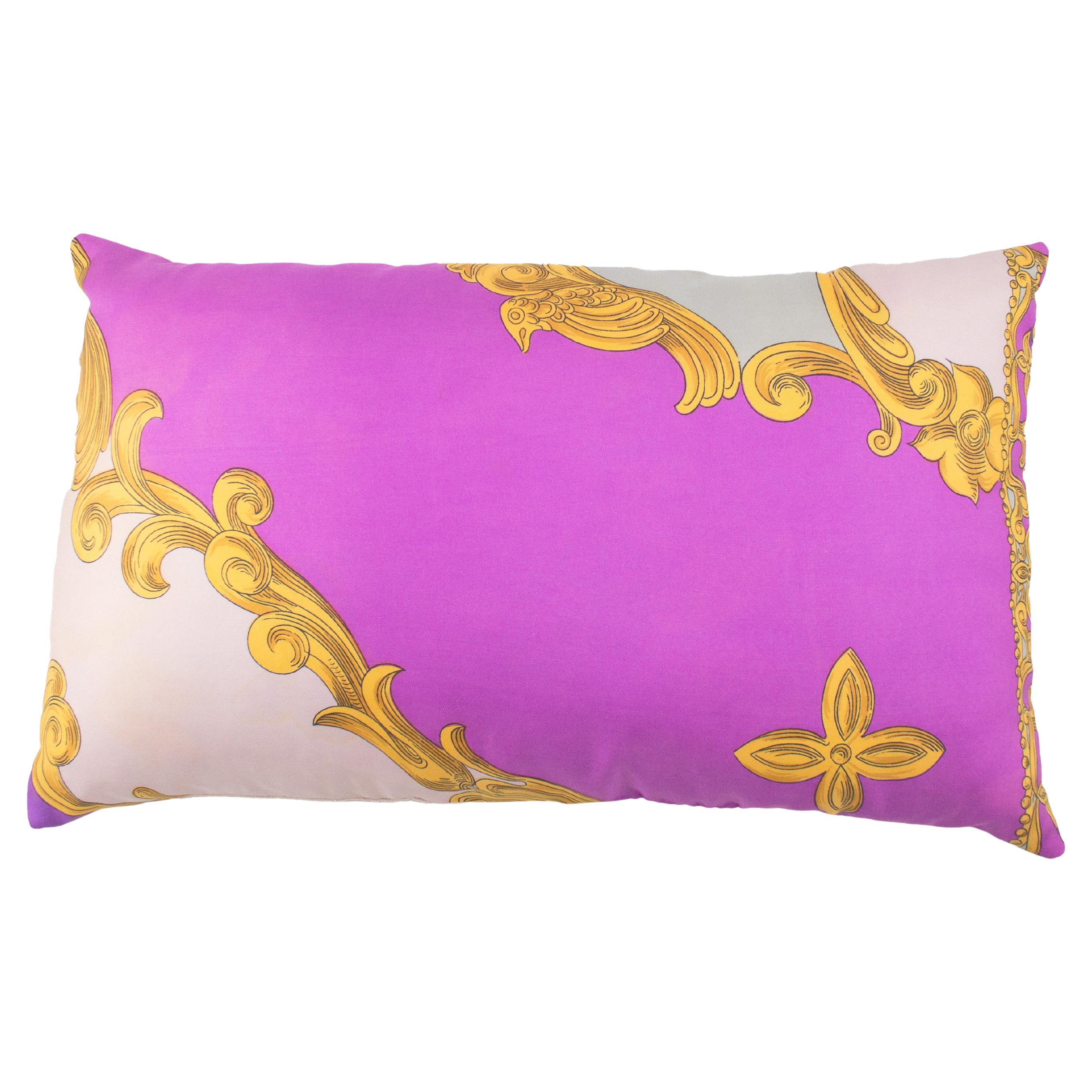 Emilio Pucci Baroque Printed Pink Silk and Velvet Decorative Cushion