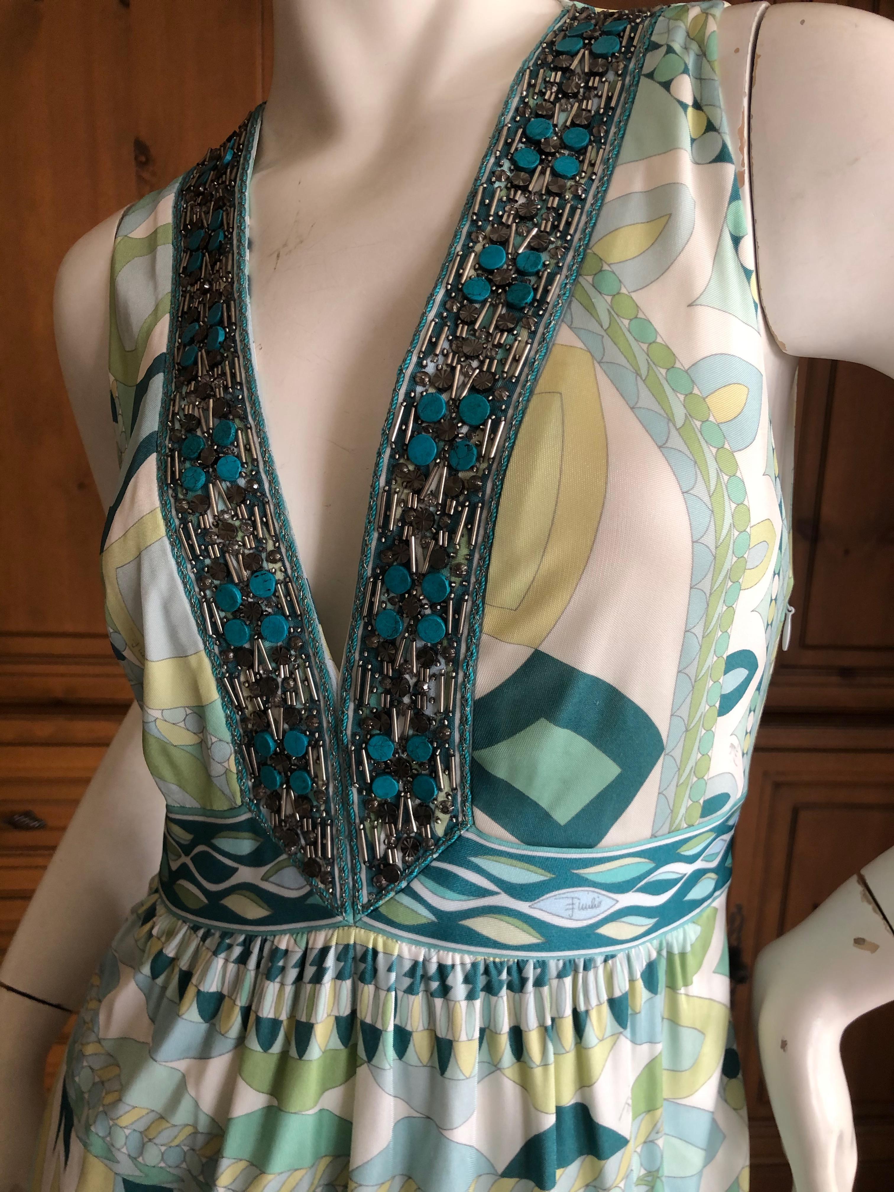 Gray Emilio Pucci Bead Embellished Maxi Dress  For Sale