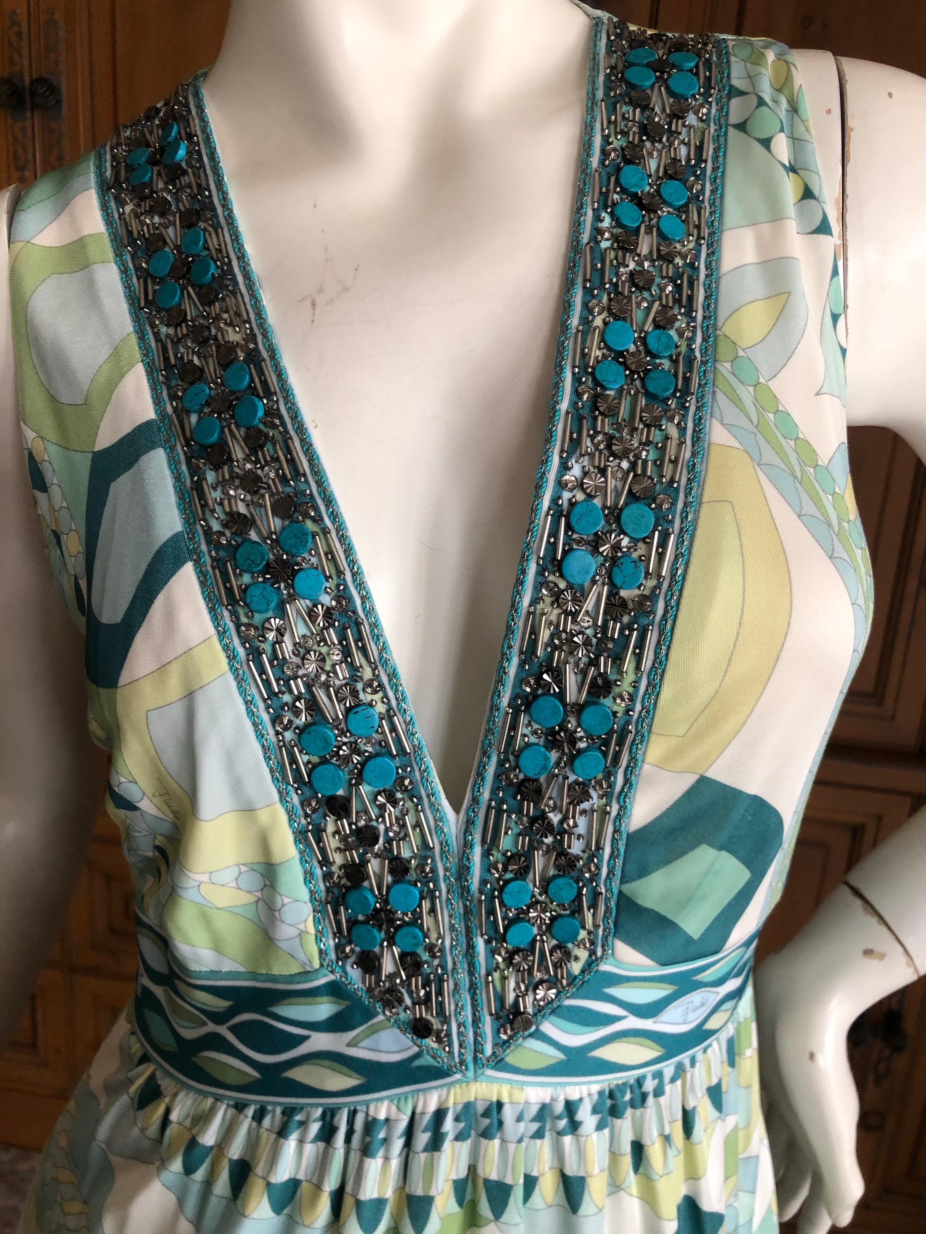 Women's Emilio Pucci Bead Embellished Maxi Dress  For Sale