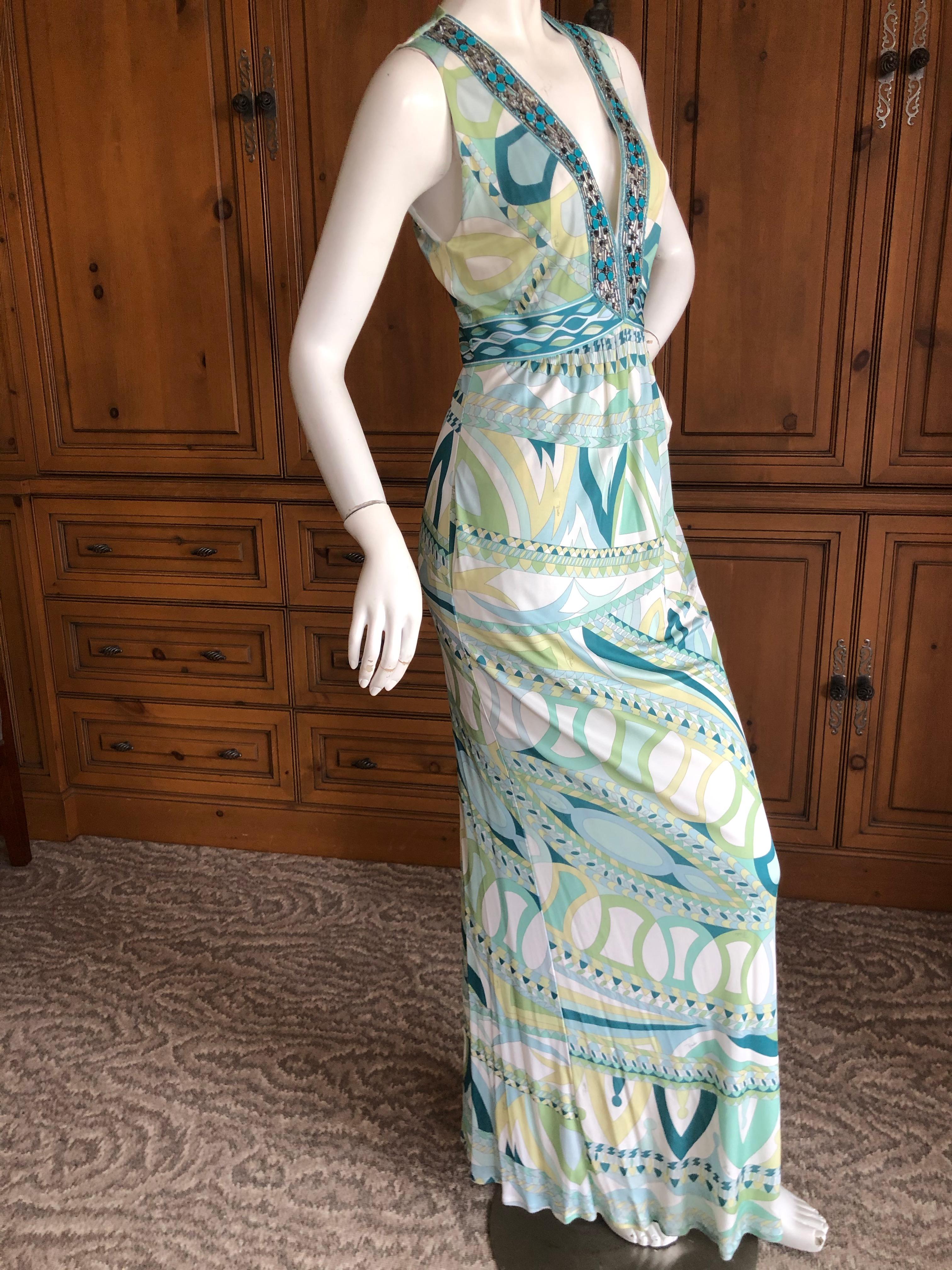 Emilio Pucci Bead Embellished Maxi Dress  For Sale 1