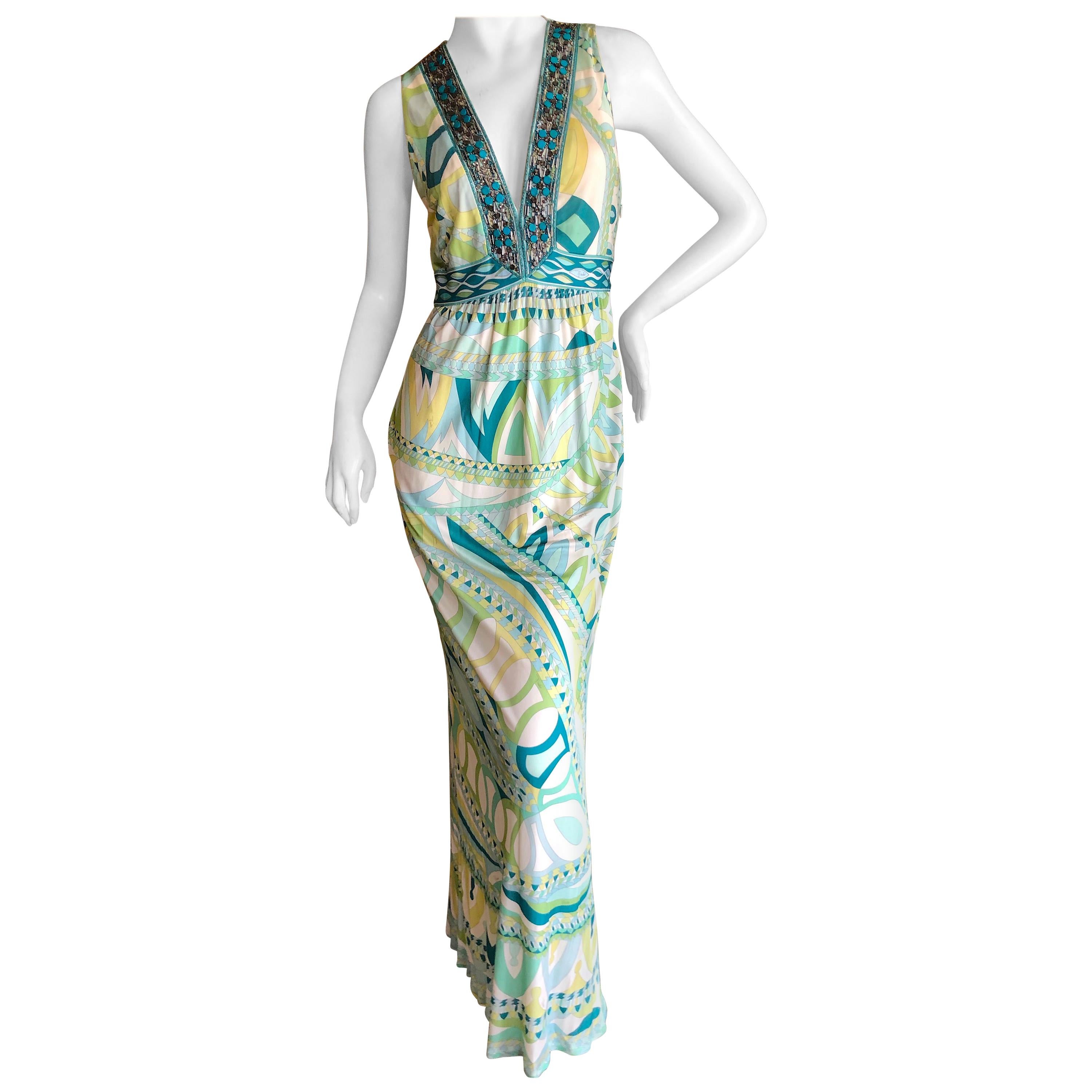 Emilio Pucci Bead Embellished Maxi Dress  For Sale