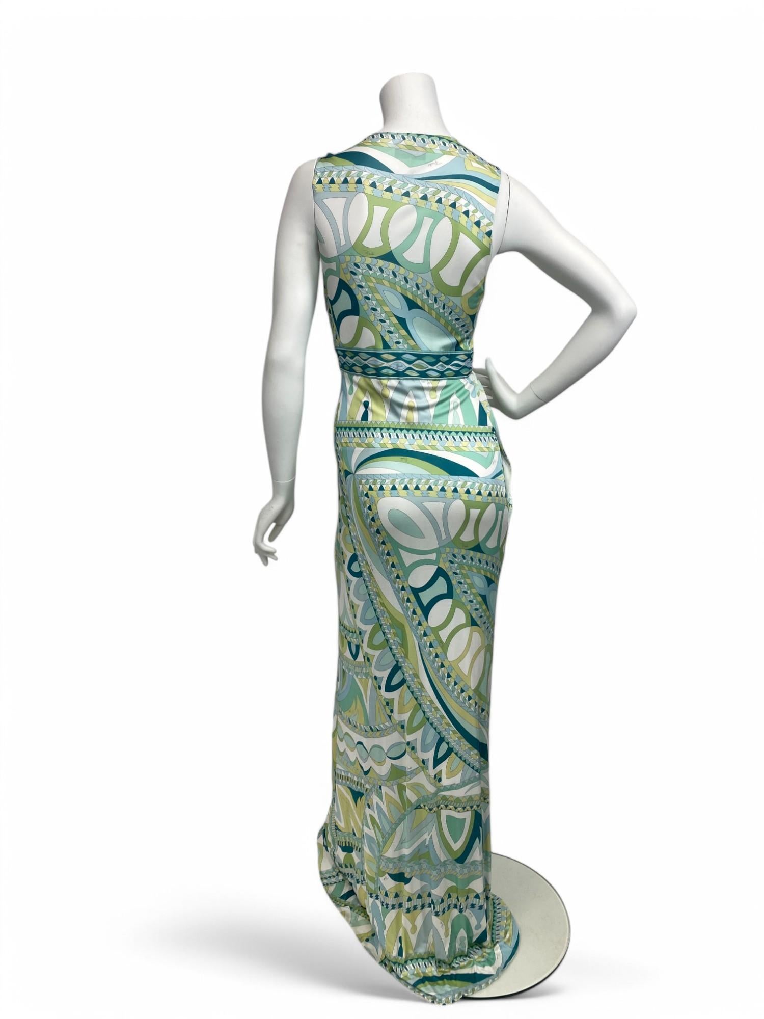 Emilio Pucci Bead-Embellished Maxi Dress Sz: 46 In Excellent Condition For Sale In West Hartford, CT