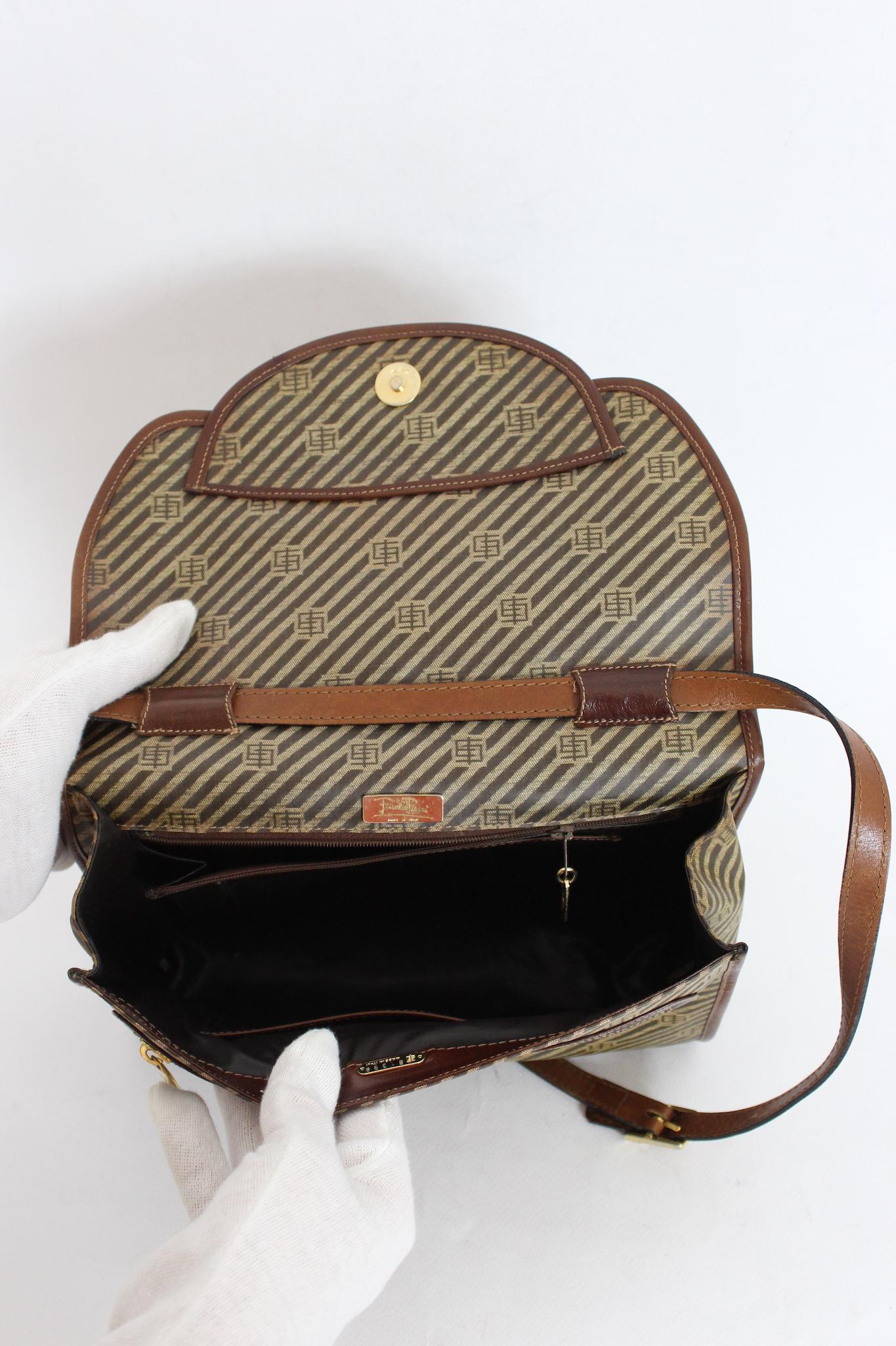 Emilio Pucci Beige Leather Monogram Vintage Shoulder Bag 80s 4