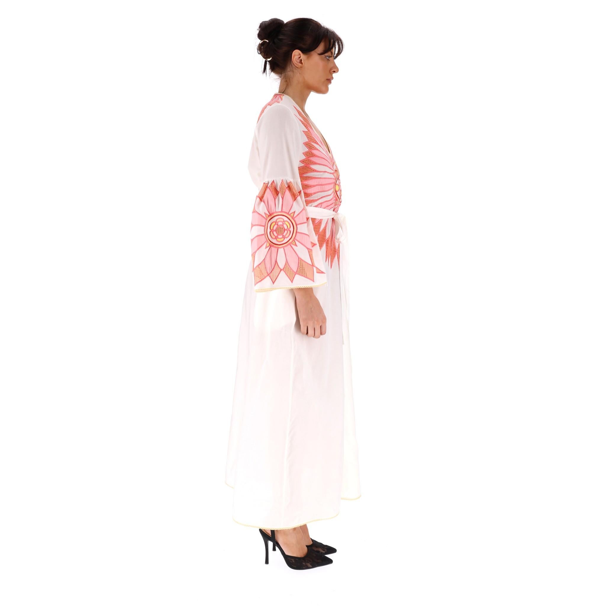 Beige Emilio Pucci Belted Embroidered Maxi Dress