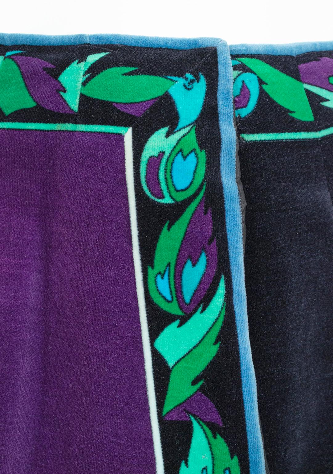 Veste et jupe longue en velours rose noir et violet Emilio Pucci, Saks - S, 1971 en vente 14